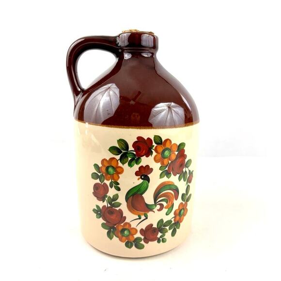 VTG Stoneware Jug Handle - Rooster Design Rustic Farmhouse Decor - Picture 1 of 12